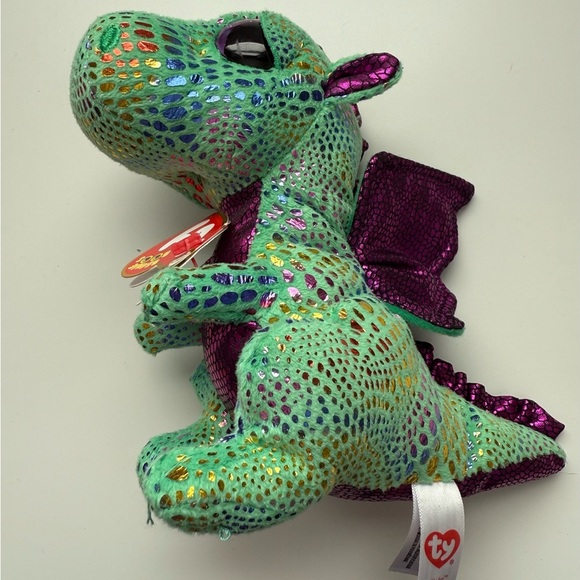 Ty Green and Purple Stuffed Dragon Plush - Picture 2 of 6